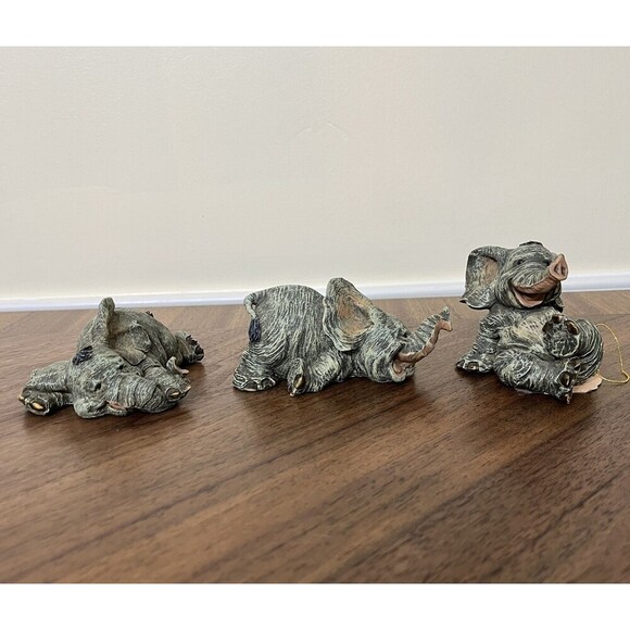 Baby Elephant Playful Collectors Resin Figurines VTG Edwin/ Ernest & Elden RARE - Picture 1 of 16